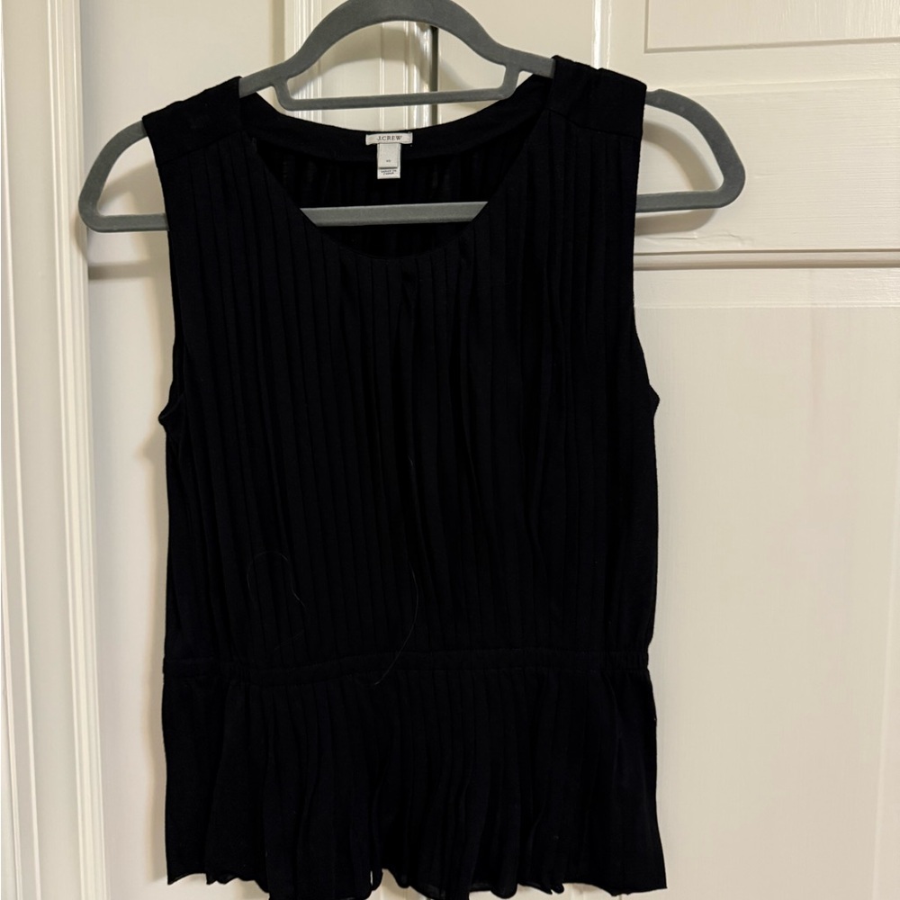 J. Crew Black Pleated Tank Top